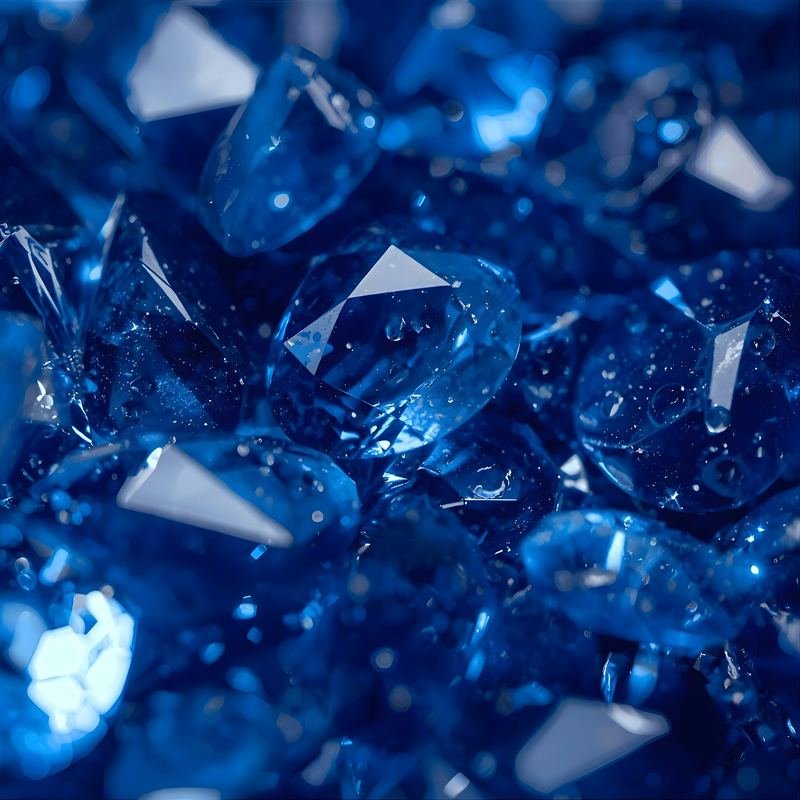 Textura de zafiros azules tallados, macro extremo